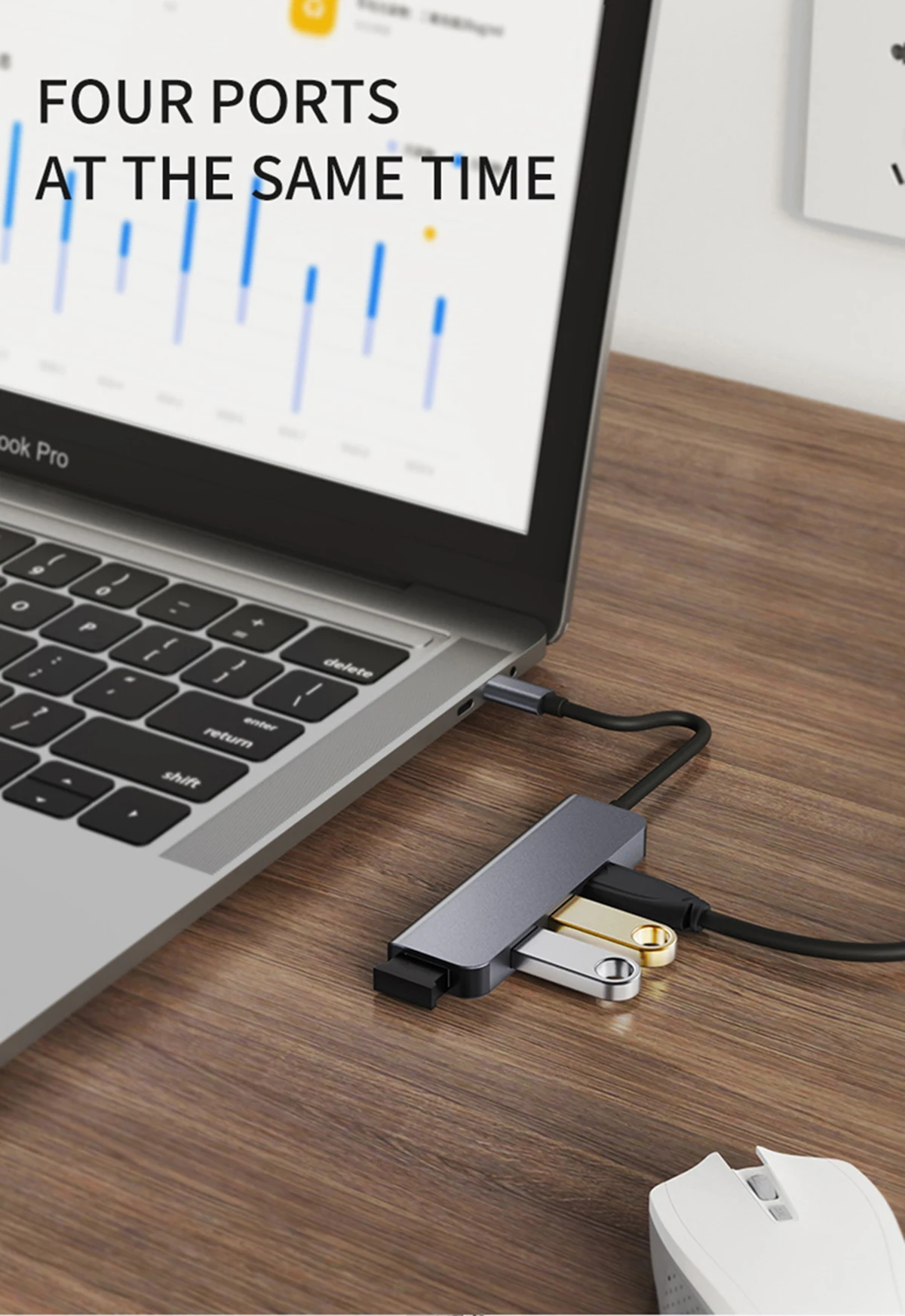 Adattatore USB 3.0 a 4 porte USB3.0 HUB 3 0 Splitter multi USB-C ad alta velocità da 5 Gbps per accessori PC Lenovo MacBook Pro USBC