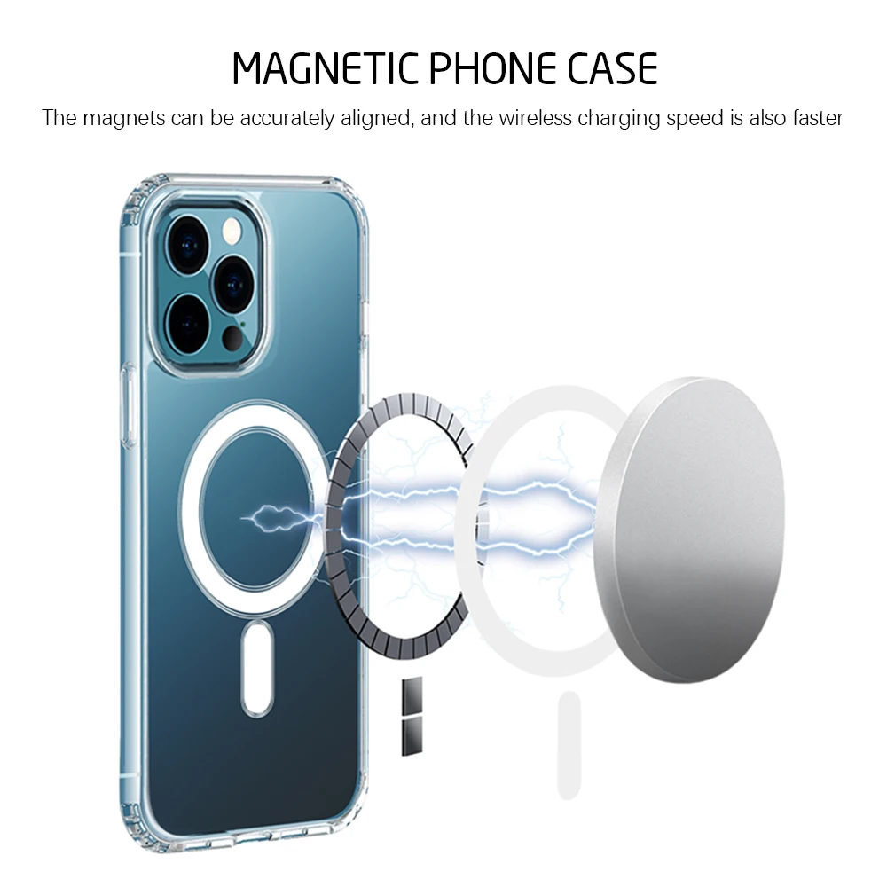 For iPhone 16 Pro 5G Max Magnetic Transparent Case Wireless Charging Anti Scratch Back Cover iPhone16ProMax 16 Plus ProMax Coque