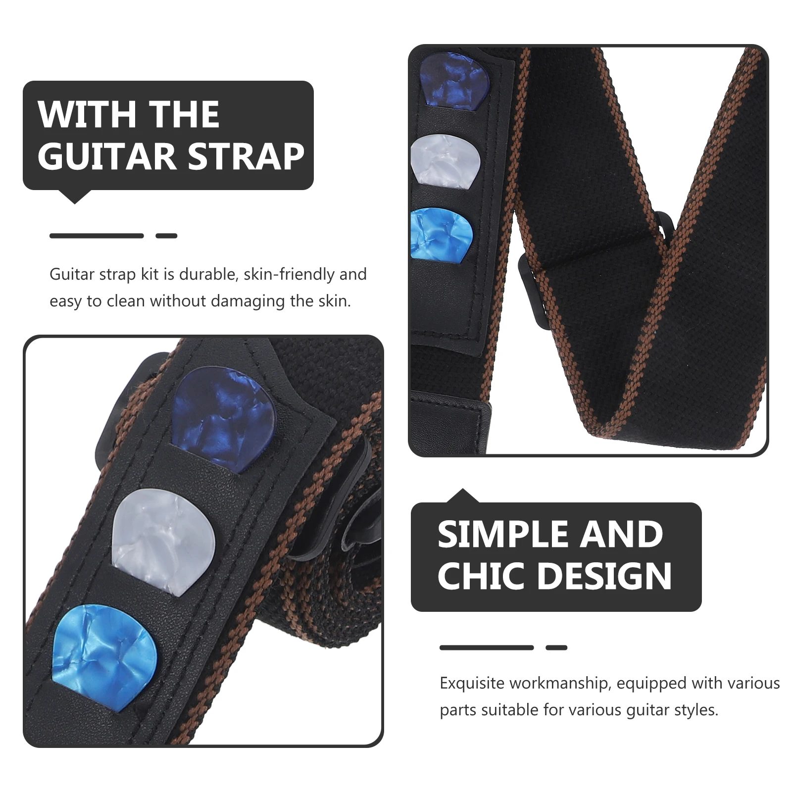 مجموعة واحدة من أدوات حزام الجيتار، حزام كتف الجيتار الصوتي الكهربائي المتين وخفيف الوزن #5