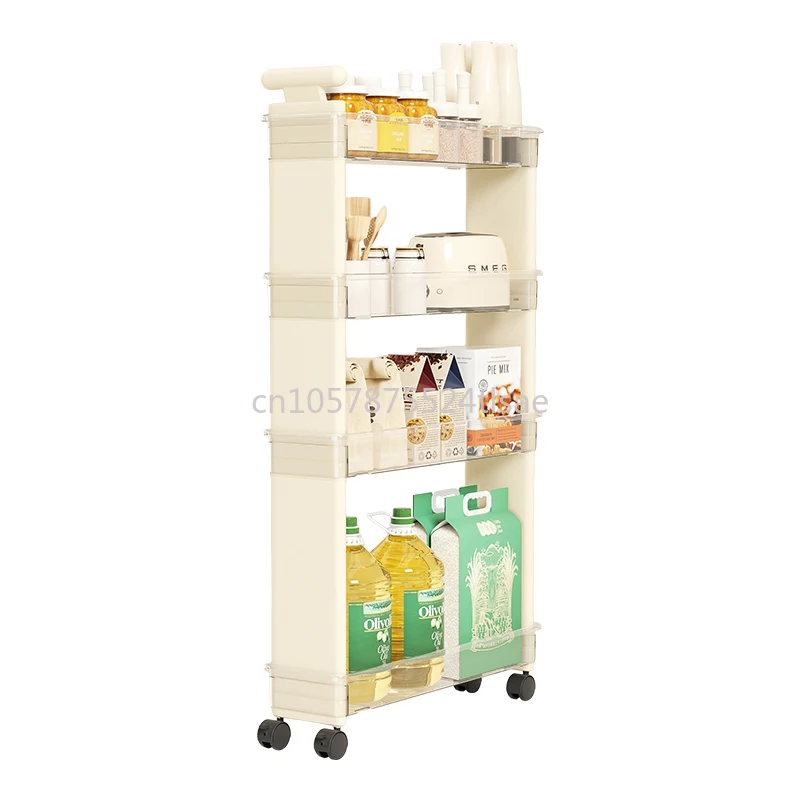 

Multifunctional foldable plastic trolley Storage rack Practical trolley Wheels Kitchen Bathroom Living room Food container
