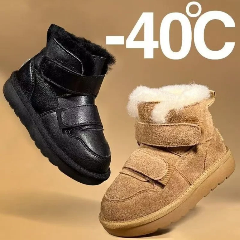 

2025 Winter Kids Snow Boots Velcro Closure, Thermal Fur-Lined Waterproof Booties, Anti-Slip Warm Boots for Toddler Boys & Girls
