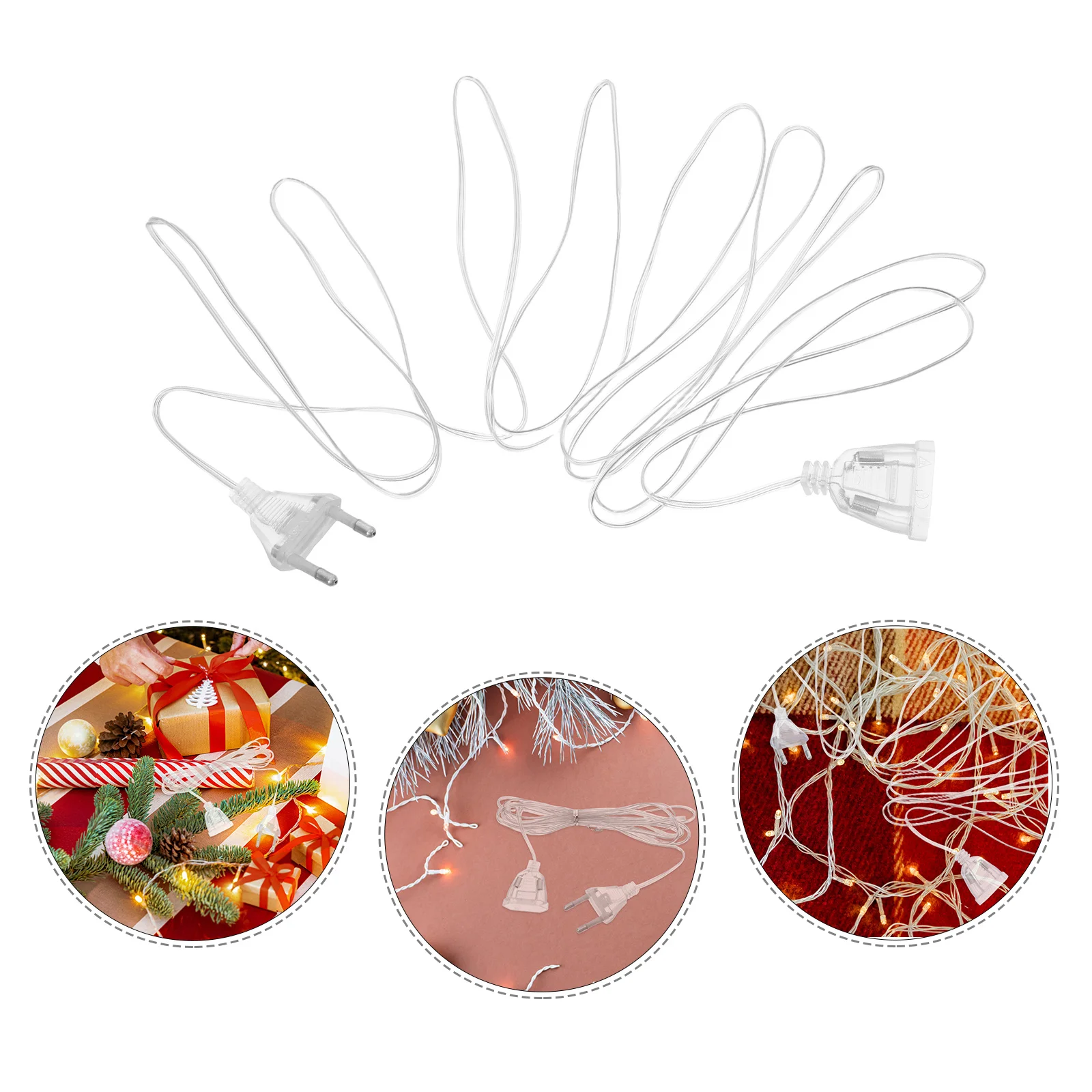 

LED Light Extension Cord Clear Lamp Cord Christmas Lights Portable String Extension Cable Transparent Cable Indoor Outdoor