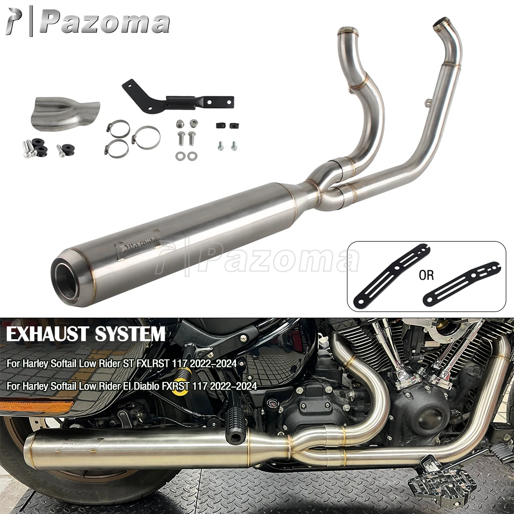 

Motorcycle Exhaust System Muffler Tube 2-in-1 Exhaust Pipe For Harley Softail Low Rider ST FXLRST EI Diablo FXRST 117 2022-2024
