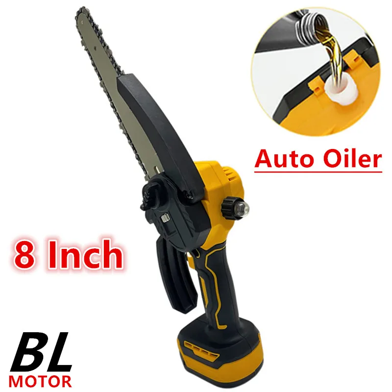 8-inch Cordless Electric Chain Saw For DeWALT 20V Battery Automatic Oiler Brushless Chainsaw Cutter Pruning Logging Garden Tools