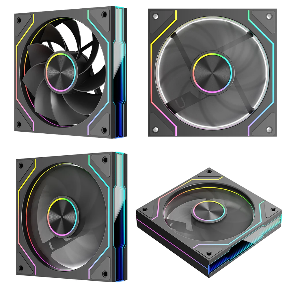 

Вентилятор для корпуса компьютера, 12 см, ARGB, 4-контактный ШИМ, тихий охлаждающий вентилятор (черный, отрицательный)