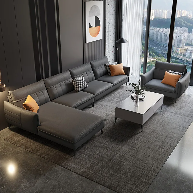 #Light Luxury Minimalist Italian Wash-Free Tech Fabric Sofa Modern Nordic Style Living Room Furniture For Various Households