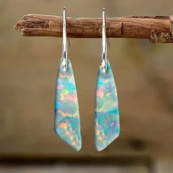 2pcs Fashionable and Exquisite Retro Bohemian Imitation Opal Geometric Dangle Earrings for Women Men Birthday Anniversary Gift