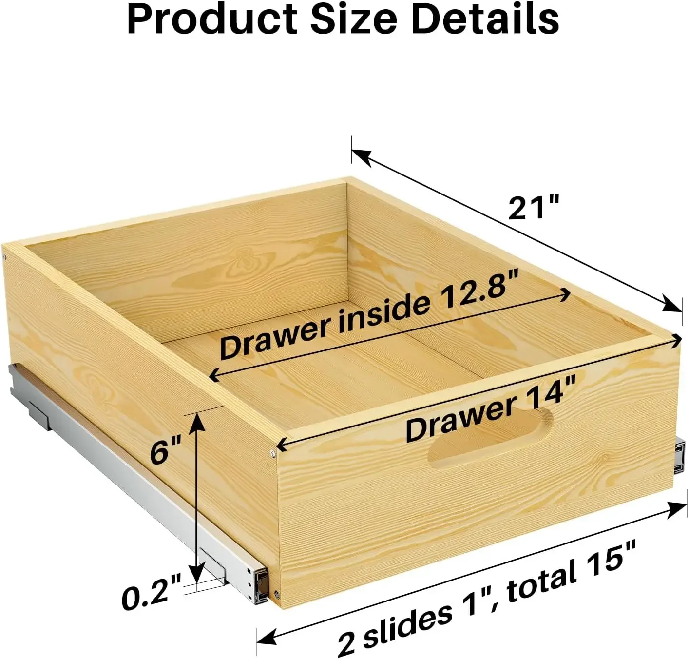 Solid Wood Slide Out Cabinet Shelf Soft Close Full Extension Heavy Duty Kitchen Pantry Closet Storage