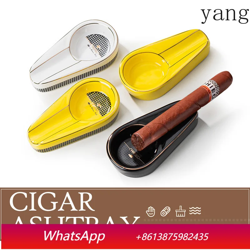 

YJQ Ceramic Cigar Ashtray Smoke Rack Accessories Home Office Single Ashtray