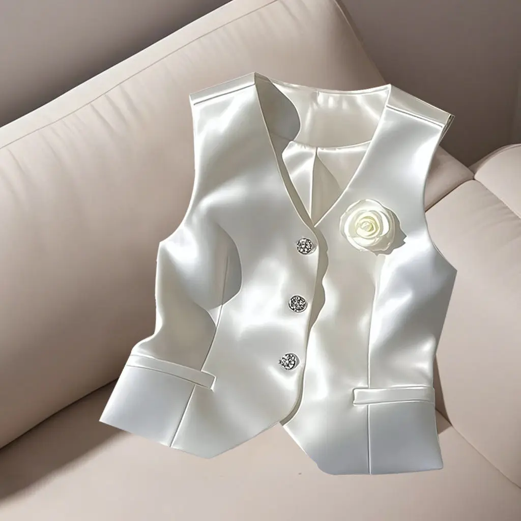 

Костюм, жилет, женские летние новые модели, весна-осень 2025, жилет без рукавов, жилет, облегающий и универсальный.