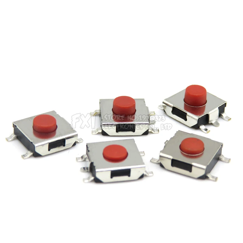 50PCS Tact switch 5PIN Red 6*6*2.5/2.7/3.1/3.4/3.7mm SMD switch 6x6x2.5/2.7/3.1/3.4/3.7mm ibuw MINI push button switch