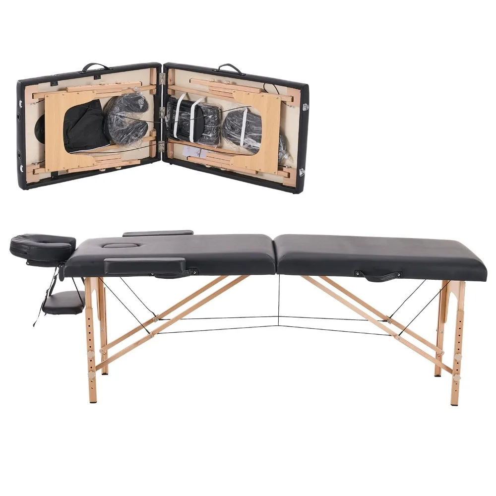 

Massage Table, Spa Bed, Portable Foldable Tattoo Salon Face Cradle Bed Wooden Frame w/ Non-Woven Bag, Massage Bed