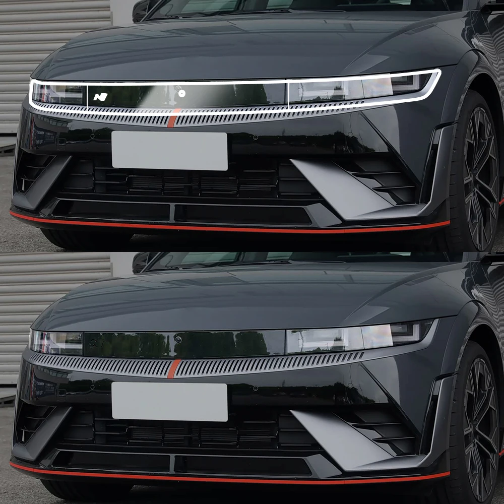 Kratzfeste TPU PPF Scheinwerferabdeckung für Hyundai IONIQ 5/5N 2021-2026 Hochglanz Rauchschwarz Vorgeschnittene Vinyl-Schutzfolie
