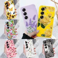 For Samsung Galaxy A13 A14 A15 A25 A34 A35 A36 A54 A55 M15 5G A13 A04S A15 A24 4G F15 Red Rose Flower Daisy Grass Phone Case