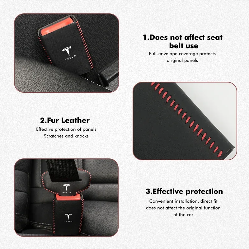 Car Seat Belt Buckle Anti-scratch Protector Cover Universal For Tesla Model 3 S X Y Roadster