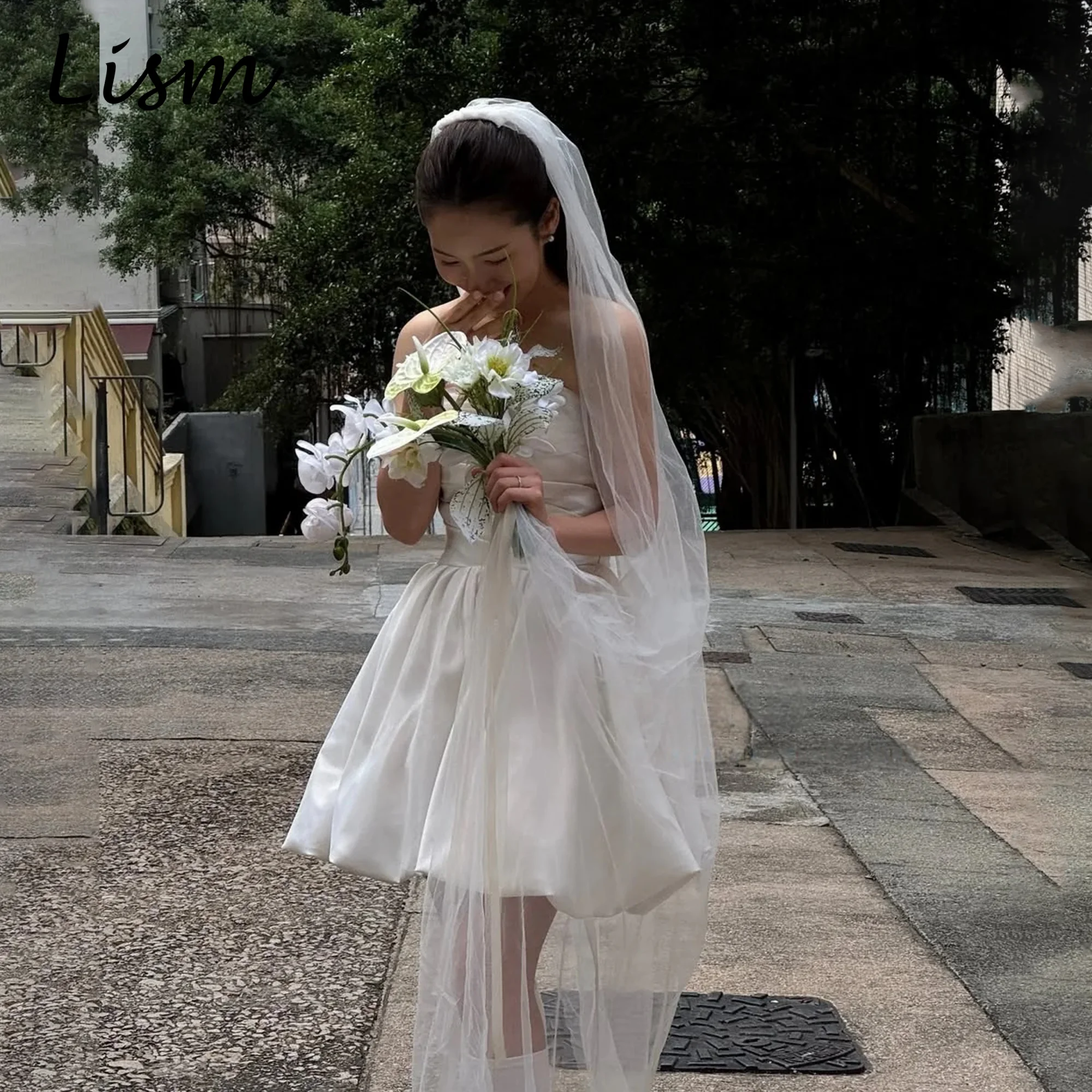 lism-customized-strapless-korean-short-wedding-dresses-photos-shoot-bride-dress-taffeta-mini-bridal-gown-mini-wedding-dresses