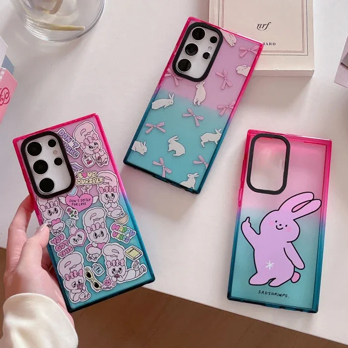 

Rabbit Colorful Border Case for Samsung Galaxy S22 S23 S24 Ultra S22+ S23+ S24 Plus Cover Protective Case