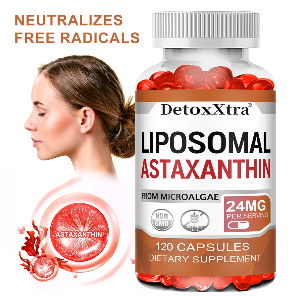 

Liposome Astaxanthin Supplement 24 Mg, for Maximum Absorption, Antioxidant, Supports Eye and Skin Health, Non-GMO, Gluten-free