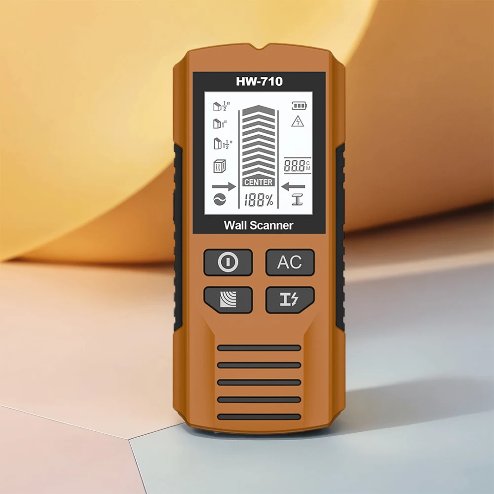 Alat Pencari Stud Elektronik 6-in-1 dengan Lampu Latar Hijau untuk Mendeteksi Pusat Stud Drywall 1-1/2 Inci