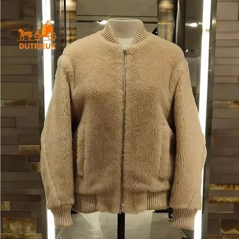 2024 New Teddy Coat Women,Luxury Teddy Bomber Jacket 88%Camel Hair 12%Silk,Warm Winter Jacket Top for Women,Real Fur Coat Women