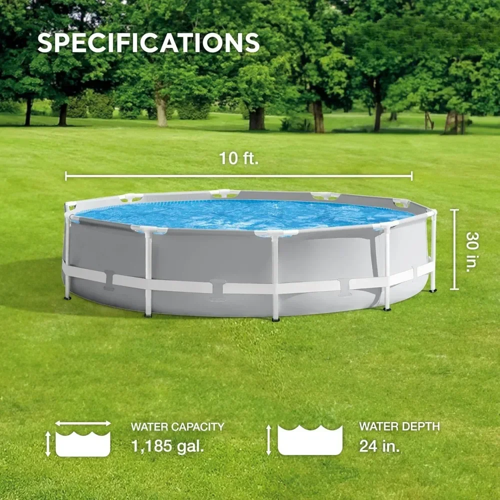 Advanced above ground swimming pool set: GPH cartridge filter pump  super puncture resistant  rust proof 1185 gallon capacity