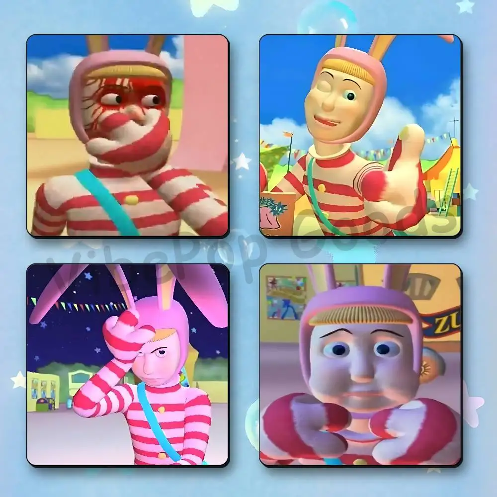 Popee the P-Performer Refrigerator Magnets Square Tiles with Magnetic Sheets Printed for Decoration Collect 55mm