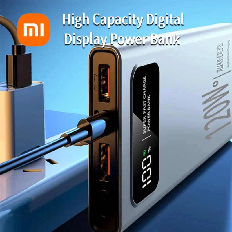 بنك الطاقة Xiaomi 120W شحن سريع للغاية 200000 بطارية خارجية محمولة ذات سعة كبيرة mAh للطاقة المتنقلة لهاتف آيفون الجديد