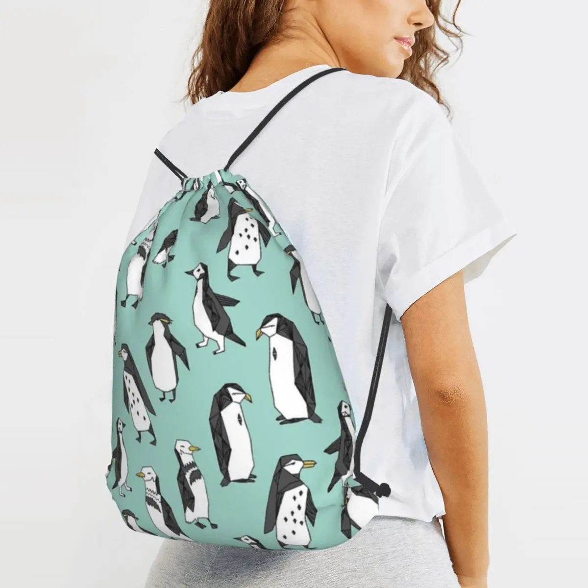 Penguin - Mint By Andrea Lauren Backpacks Fashion Drawstring Bags Sports Bag Book Bags for Man Woman School