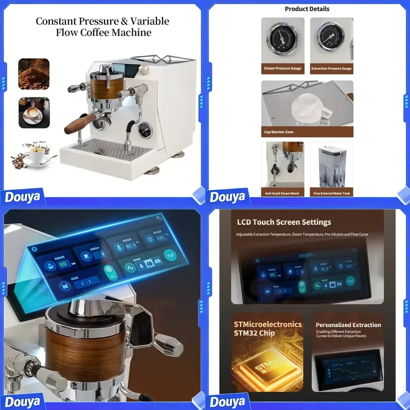 58MM Double Copper Boilers 1.8L+0.85L Espresso Machine 9 Bar Rotary Pump VFE Coffee Maker Italian Commercial Cappuccino