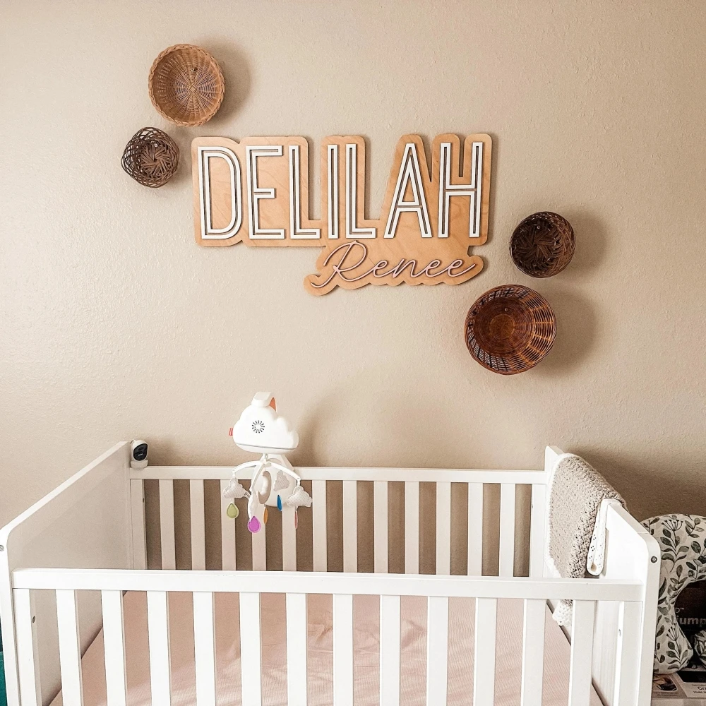 Spersonalizowany znak 3D z imieniem dziecka do pokoju dziecięcego Niestandardowa drewniana tablica, ręcznie wykonany wystrój pokoju dziecięcego, wyjątkowy prezent na baby shower, drewniana grafika ścienna