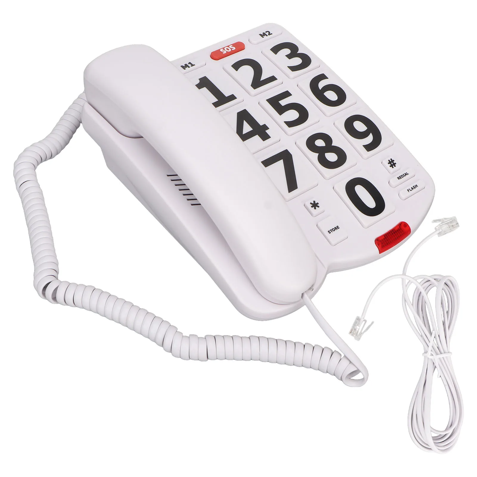 Big Button Phone Simple Adjustable Volume Home Landline Phones for Seniors White Large Button Landline Phone