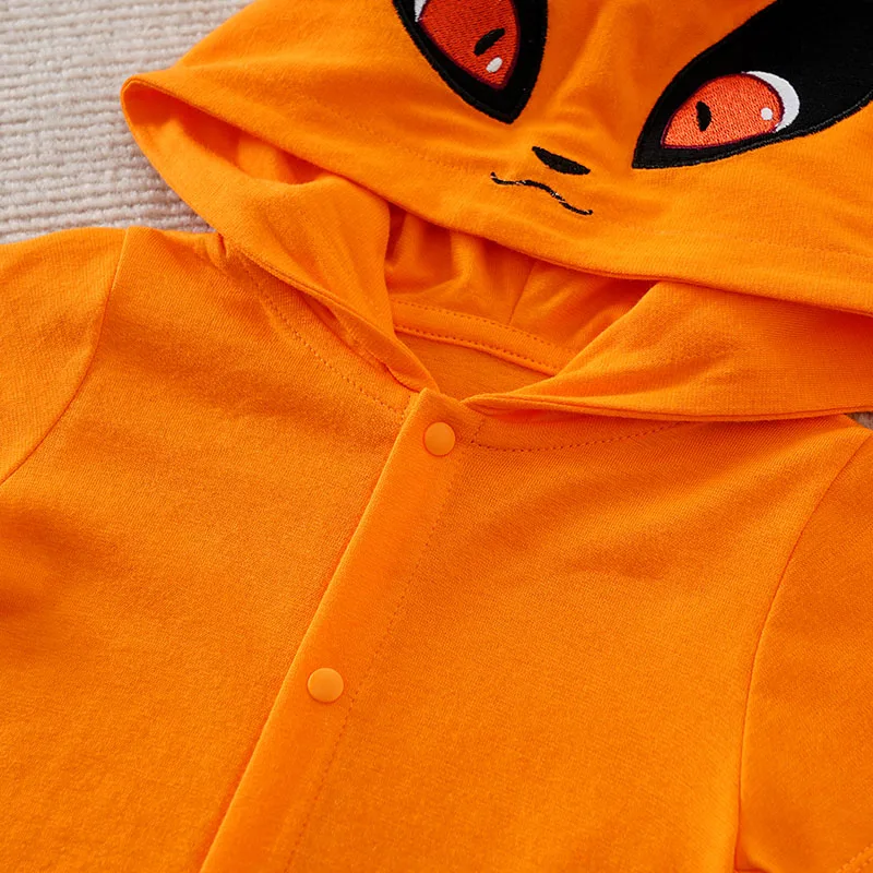 Summer Boys and Girls Cute Anime Fox Hat Cotton Comfortable Casual Short Sleeve Baby Bodysuit