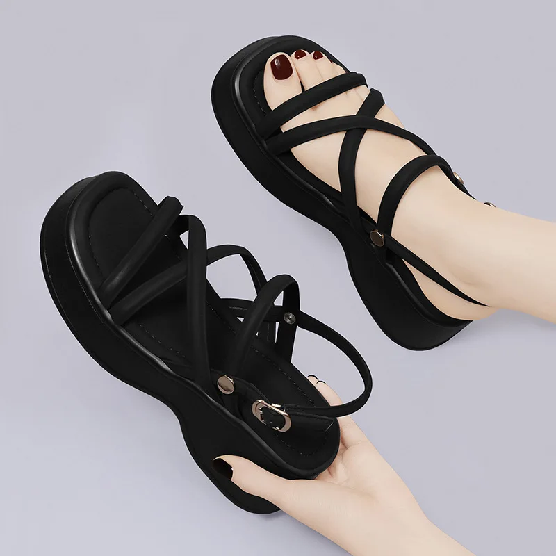 

Thick Soled White Sandals For Women In 2024, New Summer Versatile Fairy Style, Outdoor Beach Fashion Casual Roman Shoes