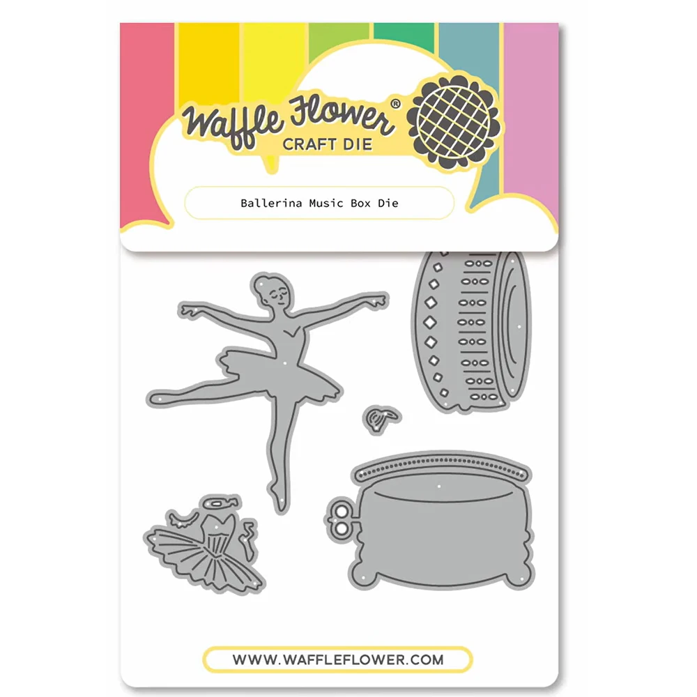 October 2026 New Waffle Flowers Ballerina Music Box Die Metal Cutting Dies Stamps Stencils for DIY Scrapbook Handmade Album Card