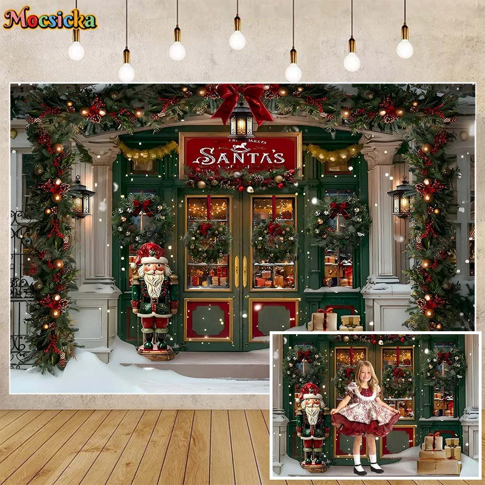 

Mocsicka Backdrop for Photography Winter Snow Outdoor Christmas Gifts Shop Children Portrait Photo Background Studio Shoot Props