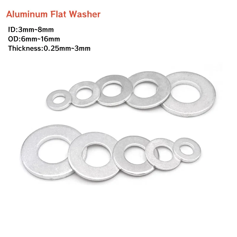 10/50/100pcs Aluminum Alloy Large Flat Washer M3 M4 M5 M6 M8 Big Metal Gasket Meson Plain Washers O Ring Fastener Spacer