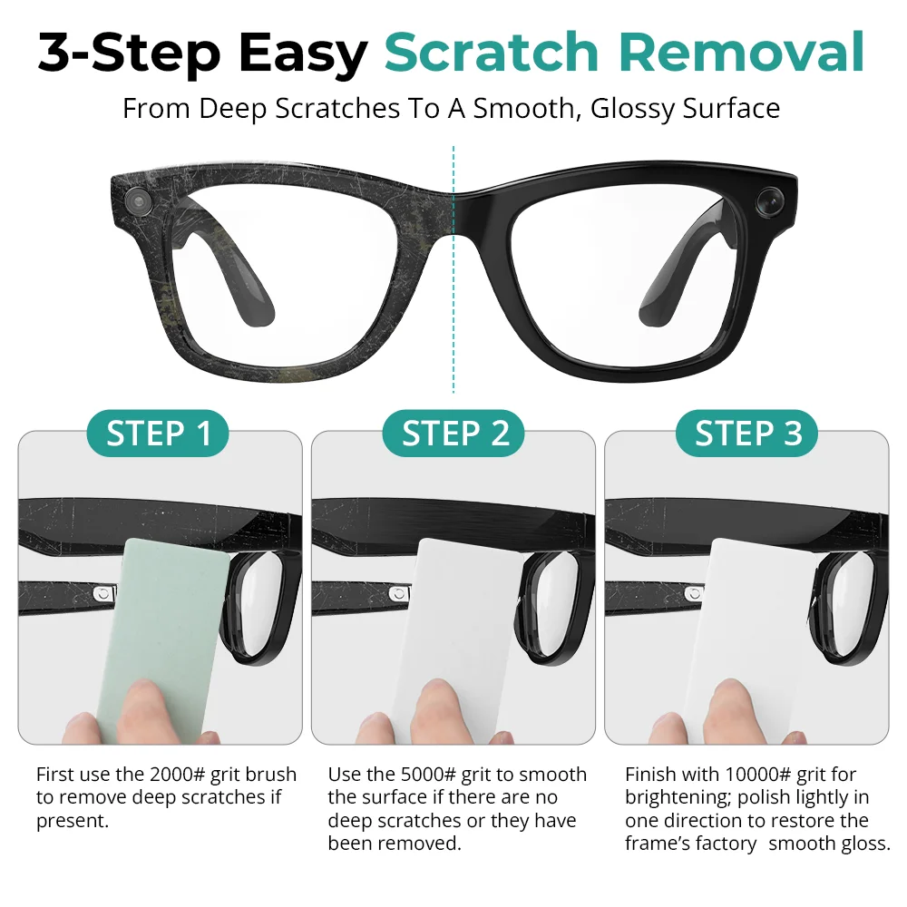 HiBloks Glasses Scratch Removal Set For Ray-Ban Meta Wayfarer/Skyler/Headliner/Blayzer/Scriber Smart Glasses Accessories