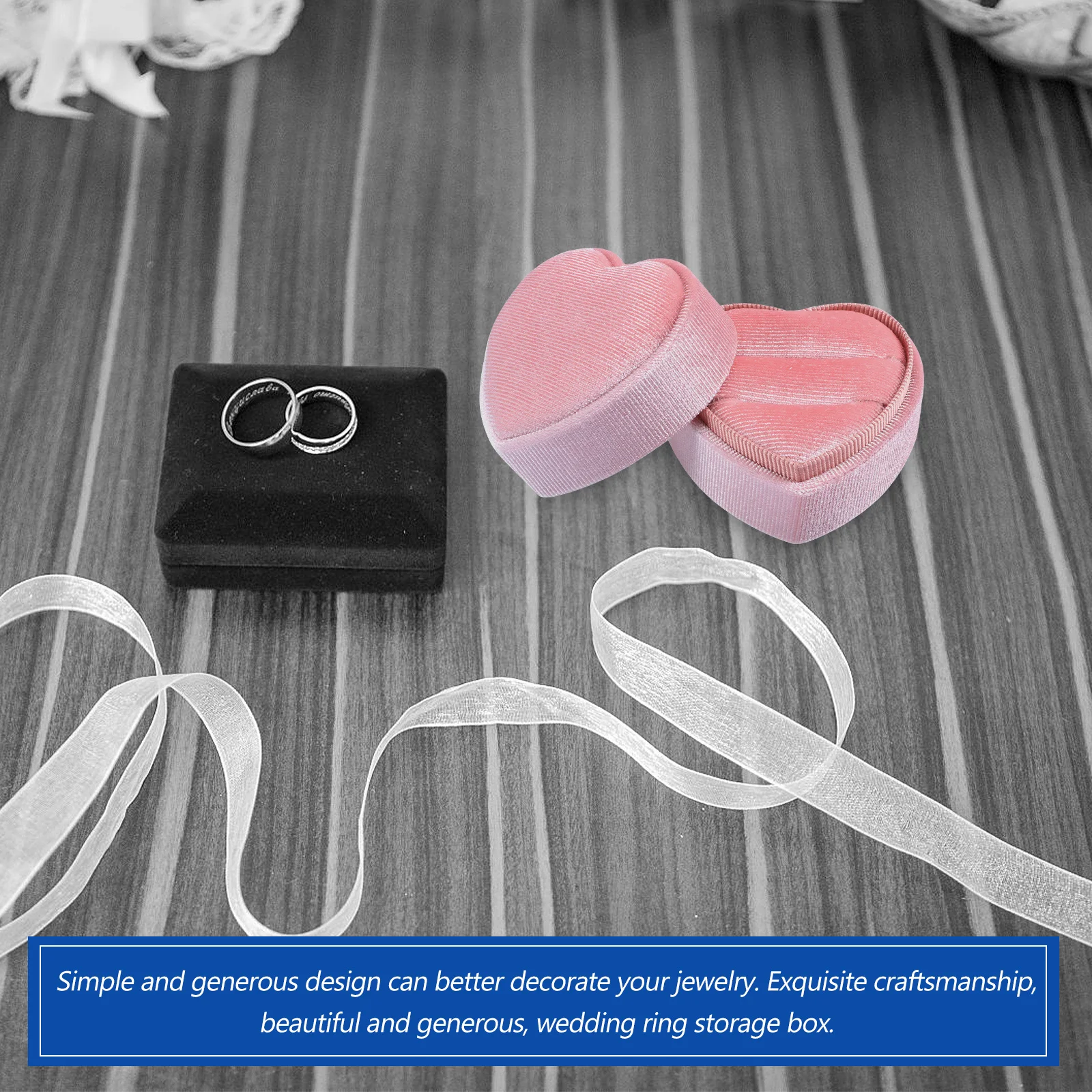 

Heart Shape Ring Box Stylish Detail Romantic Wedding Engagement Proposal Jewelry Case Gift Display Ring Box Jewelry Case