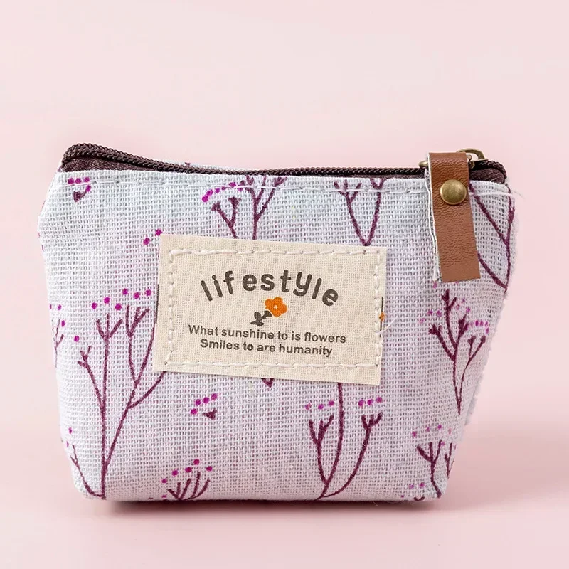 Monedero Floral para mujer, cartera de flores a la moda, monederos pequeños de lona fresca, tarjetero, almacenamiento de auriculares para niñas, Mini bolsa de dinero