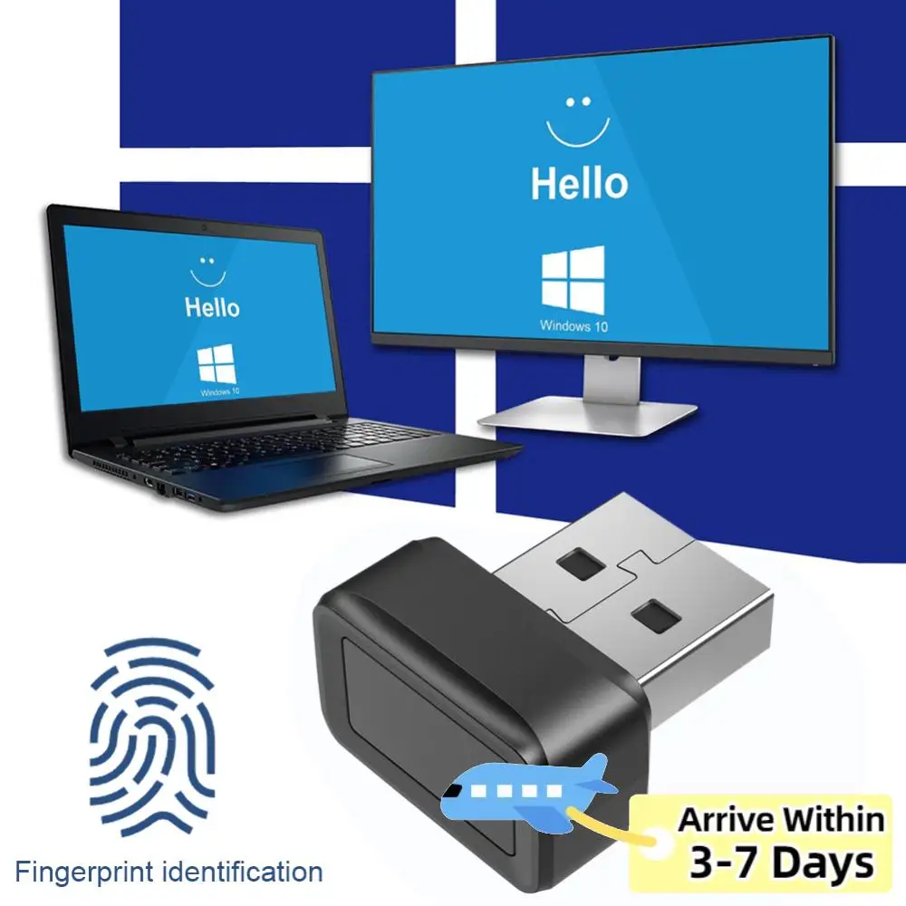 

USB-считыватель отпечатков пальцев с защитой от подделки, биометрический сканер отпечатков пальцев, Windows Hello 360 ° Миниатюрный считыватель отпечатков пальцев Touch для ПК
