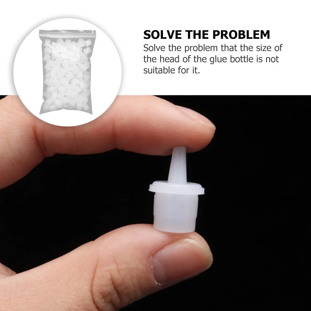 100pcs Lash Glue Bottle Stoppers Plastic Cap Replacement Nozzle Sealing Tunnel for Eyelash Extension Glue Dispenser