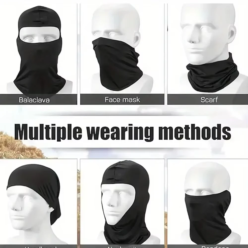 قطعتان من قناع الوجه لركوب الدراجات بطباعة الحروف، قبعة بالاكلافا، قابلة للتنفس، إكسسوارات رياضية خارجية متعددة الوظائف، غطاء محرك السيارة