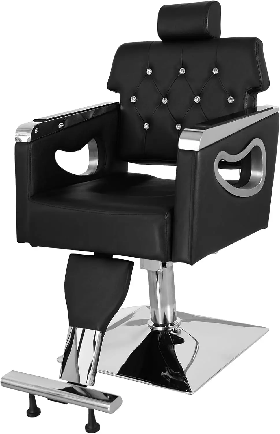 2024 ใหม่ Heavy Duty Reclining Barber เก้าอี้จัดแต่งทรงผม Salon เก้าอี้พนักพิงศีรษะและที่วางเท้า,360 °   หมุนได้ ปรับความสูงได้ สีดํา