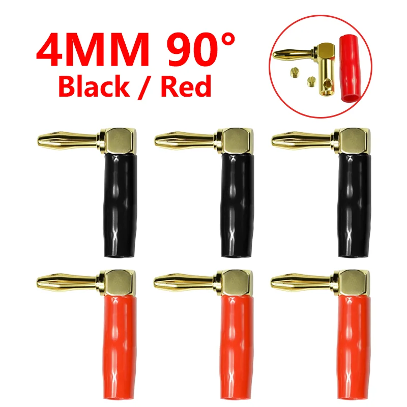 

10Pcs/4mm Wire Hole Banana Plug 90 Degree Bend Right Angle Gold Plated Connector with Soft Plastic Sheath