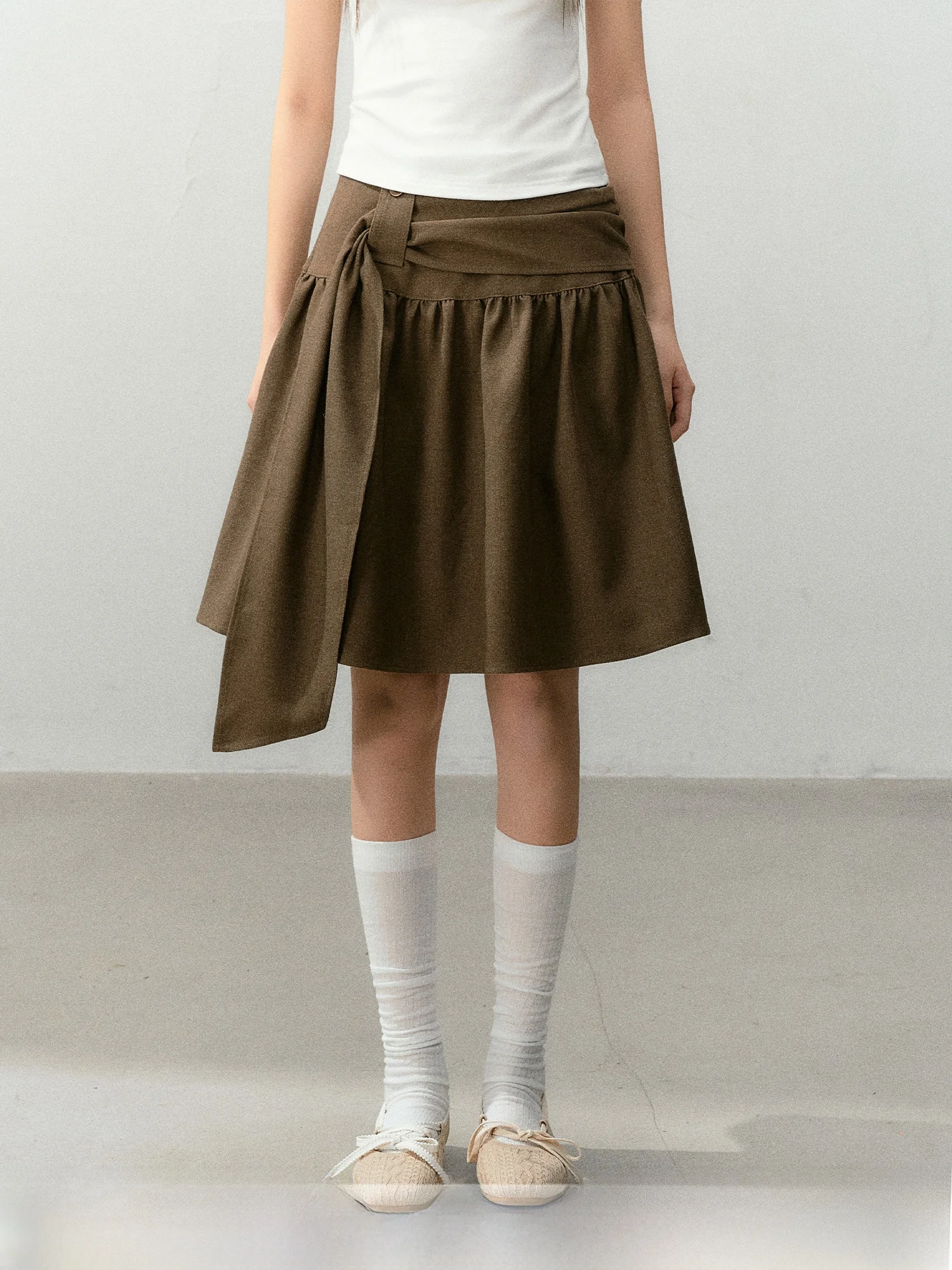 

Пышная универсальная юбка-солнце Candy Light Sway А-силуэта с бантом, средней посадки, для женщин, легко сочетается, из полиэстеровой смеси