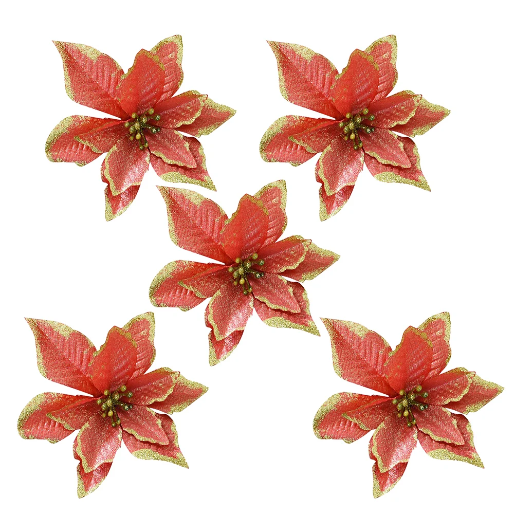 

10 Pcs Christmas Flower Decoration Decorations Xmas Decorate Ornament Holiday Decorative Ornaments Tree for