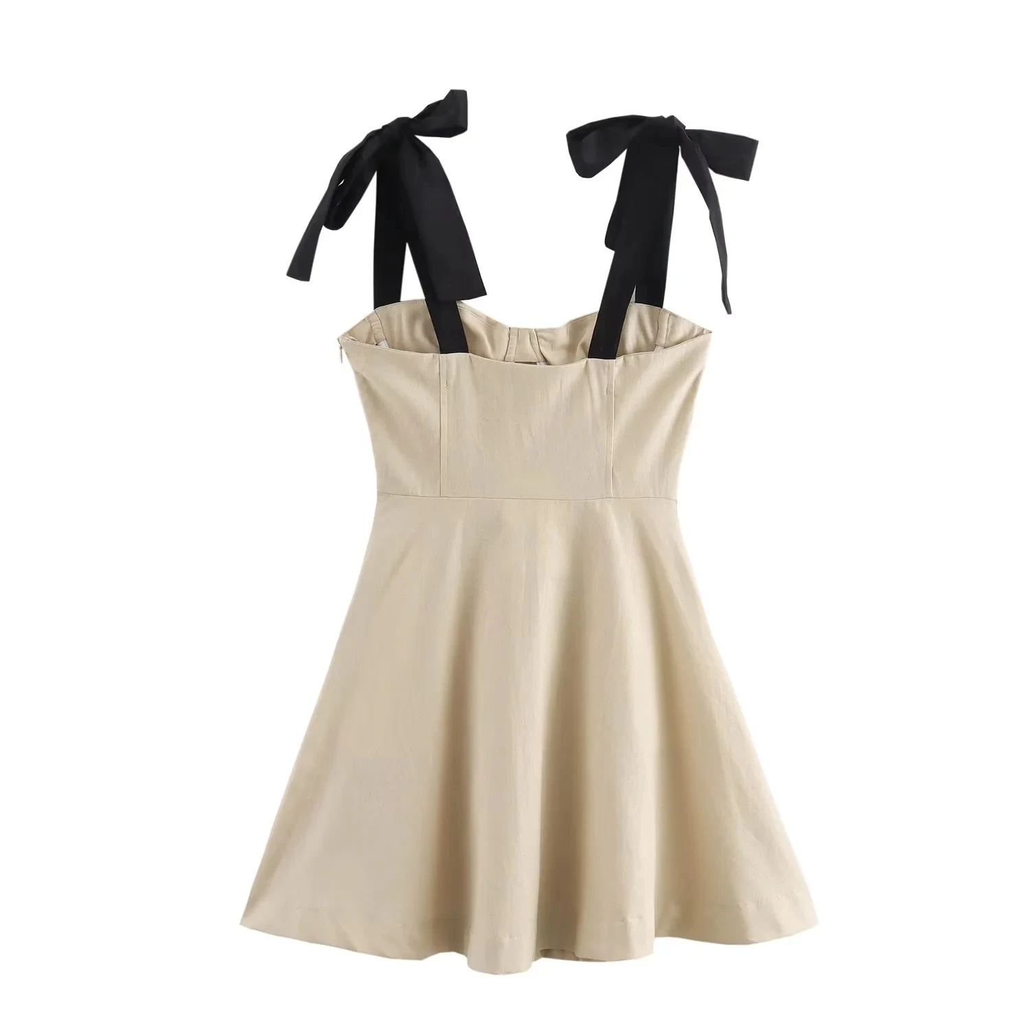 Vestido Decorativo em Camadas Estilo Street para Mulheres, Sem Mangas, Saia em A, Fibra de Poliéster, Cena Empresarial