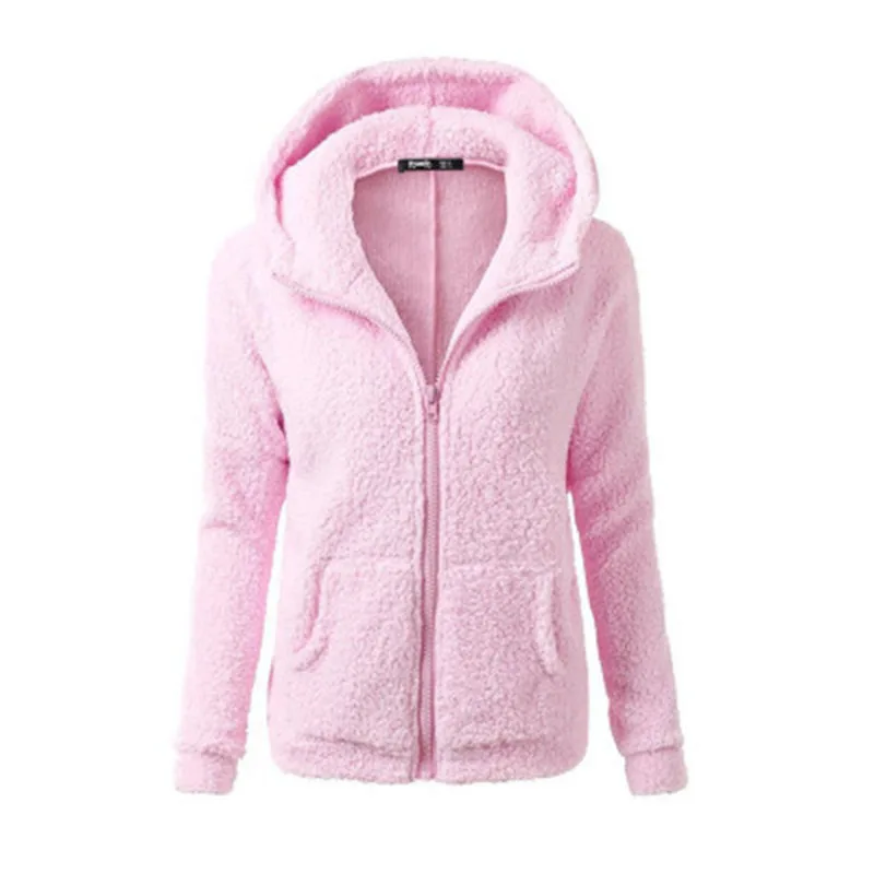 

Autumn Winter Warm Jacket Women Hoodie Hooded 2025 Casual Female Hoodies Sweatershirt Zipper Coat Solid Soft Fleece Women Coat