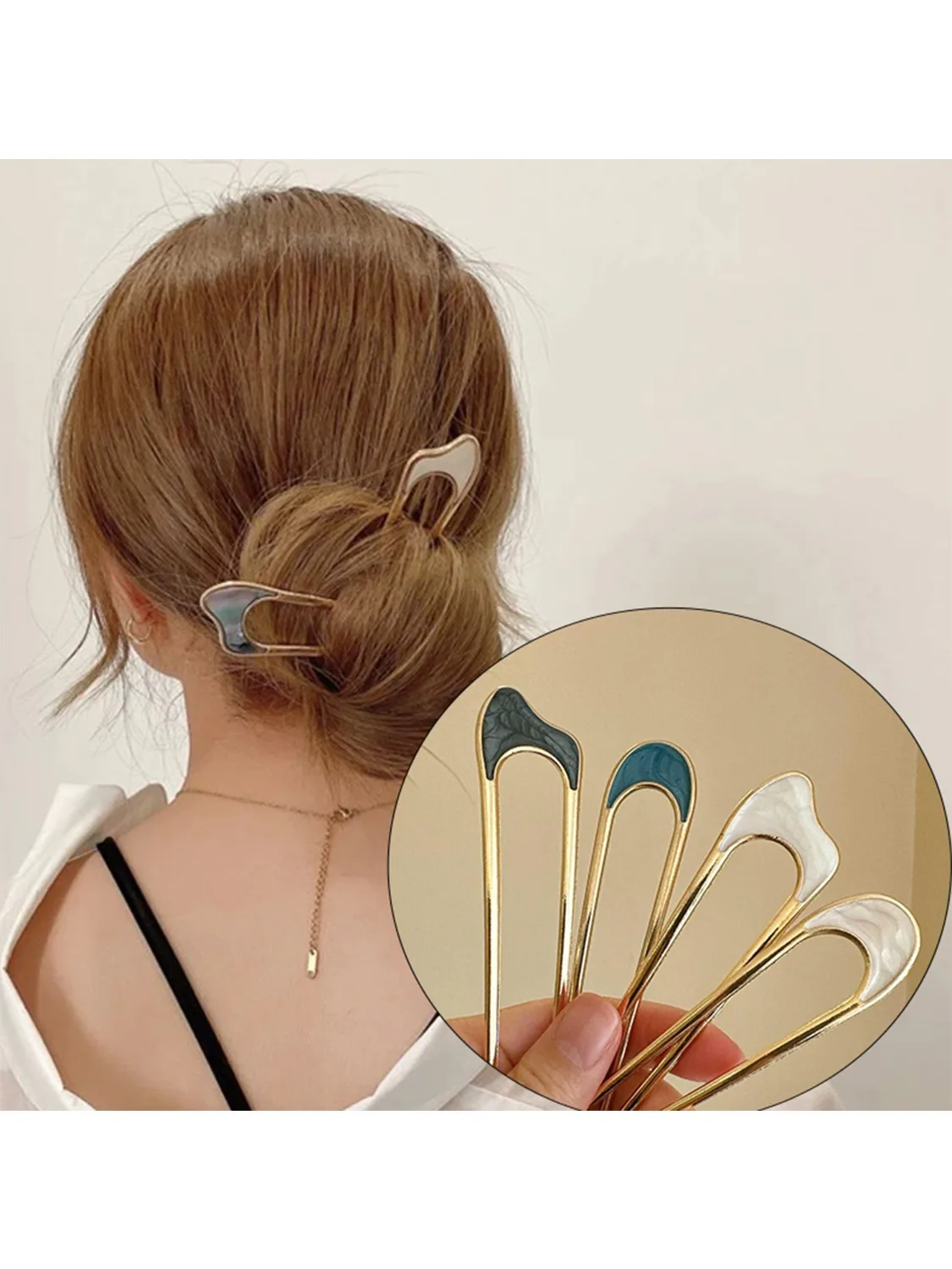 Les dames utilisent des cornes élégantes vitrées en or et en argent, des épingles à cheveux en métal en forme de U à la mode, des accessoires pour cheveux et des couvre-chef.