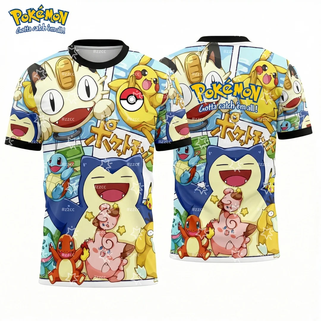 2026 Pokémon Grafische Voetbal Jersey Japanse Anime T-shirt Lente Sport Snel Droog Heren T-shirt Kinderkleding Tee Y2k Vrouw